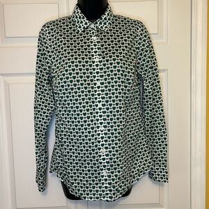 J.Crew Perfect Honeypie Button Down Shirt Bees Green Hearts READ Size 4